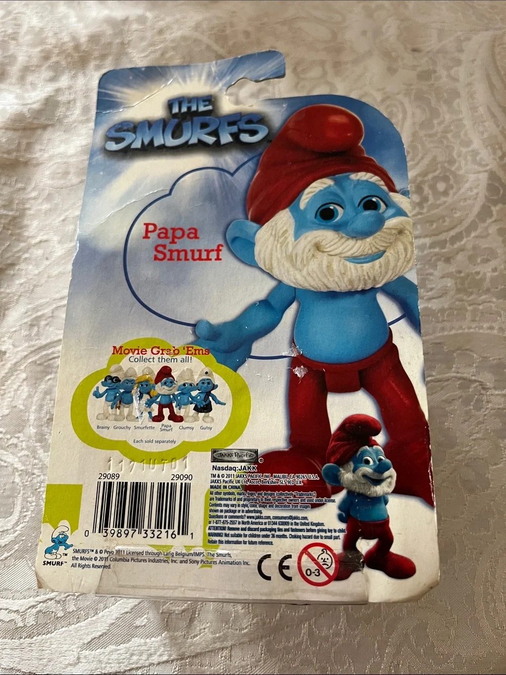 Papa Smurf Small Toy Figure - Blue & Red Move Grab ‘Ems New